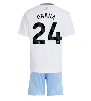 Aston Villa Amadou Onana #24 Venkovní dres komplet pro Děti 2024-25 Krátkým Rukávem (+ Krátké kalhoty)